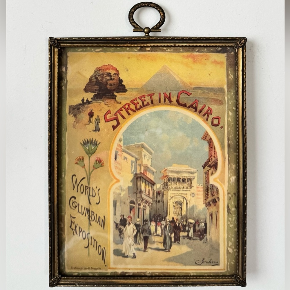 Beautiful vintage brass frame of Egyptian revival art
